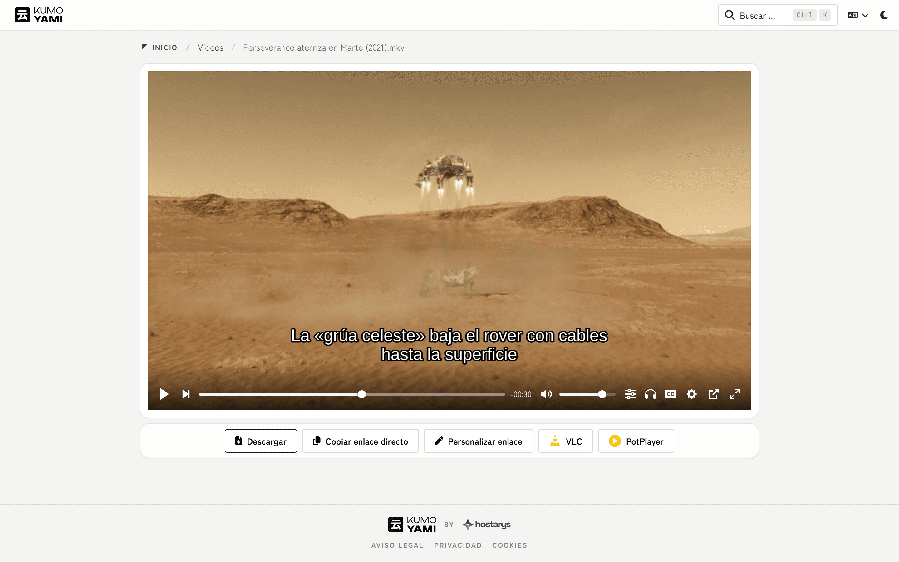 Reproductor de vídeo con pistas de audio y subtítulos, también en MKV.
